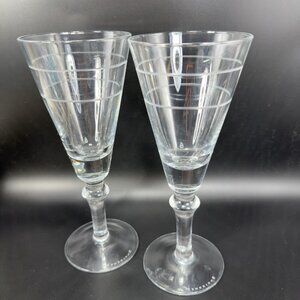 Newbridge Irish Clear Fine Crystal Chamagne Flute Set 2 Heavy Elegant Glasses